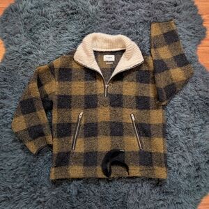 Isabel Marant wool blend zip jacket, green/black plaid, sz 34 / S